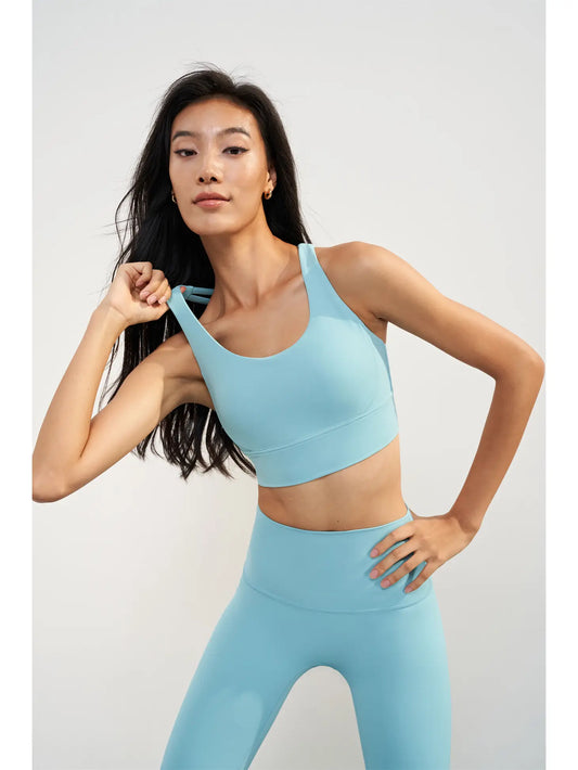 Women's Blue Strappy Back Sports Bra