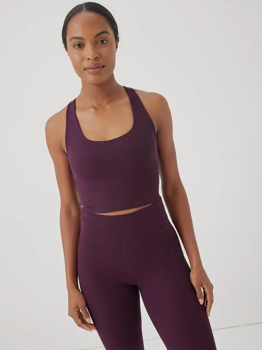 Women's Purple Stretch Rib Sports Bra