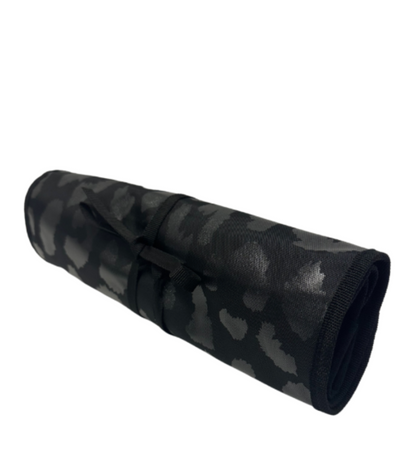 Hanging Accessory Roll - Monochrome Leopard - Black