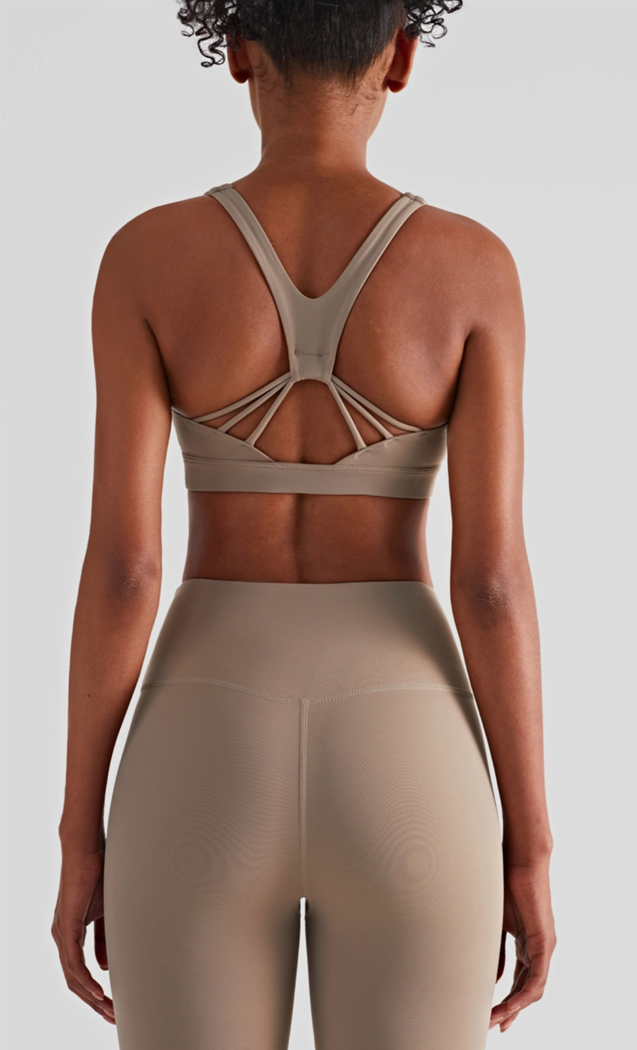 Women's Tan Strappy Sports Bra