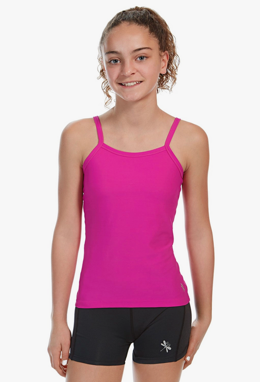 Hot Pink Sports Cami with Shelf Bra