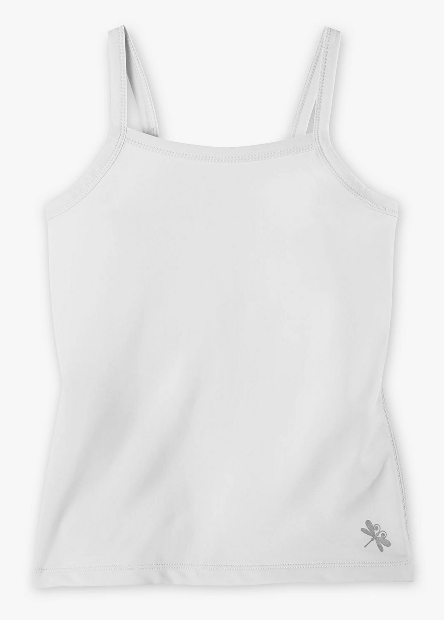 White Sports Cami with Shelf Bra