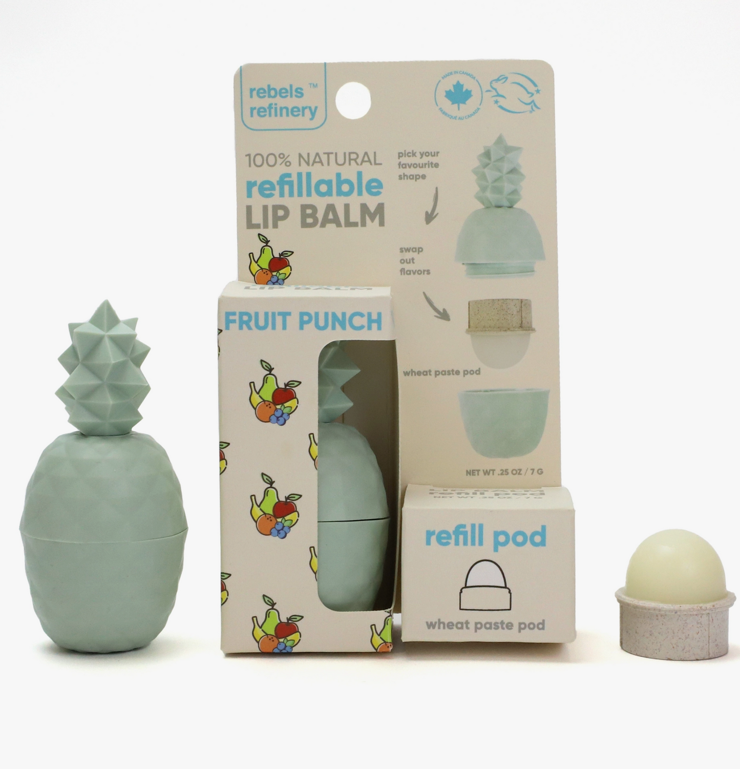 Refillable Lip Balm and Pod - 100% Natural Fruit Punch