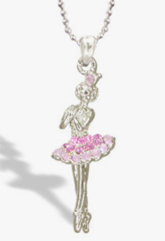 Ballet Dancer in Tutu Dress With Pink Crystal Necklace