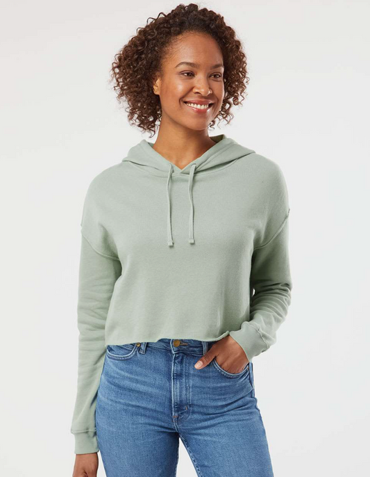 Women's Green Lightweight Cropped Hoodie