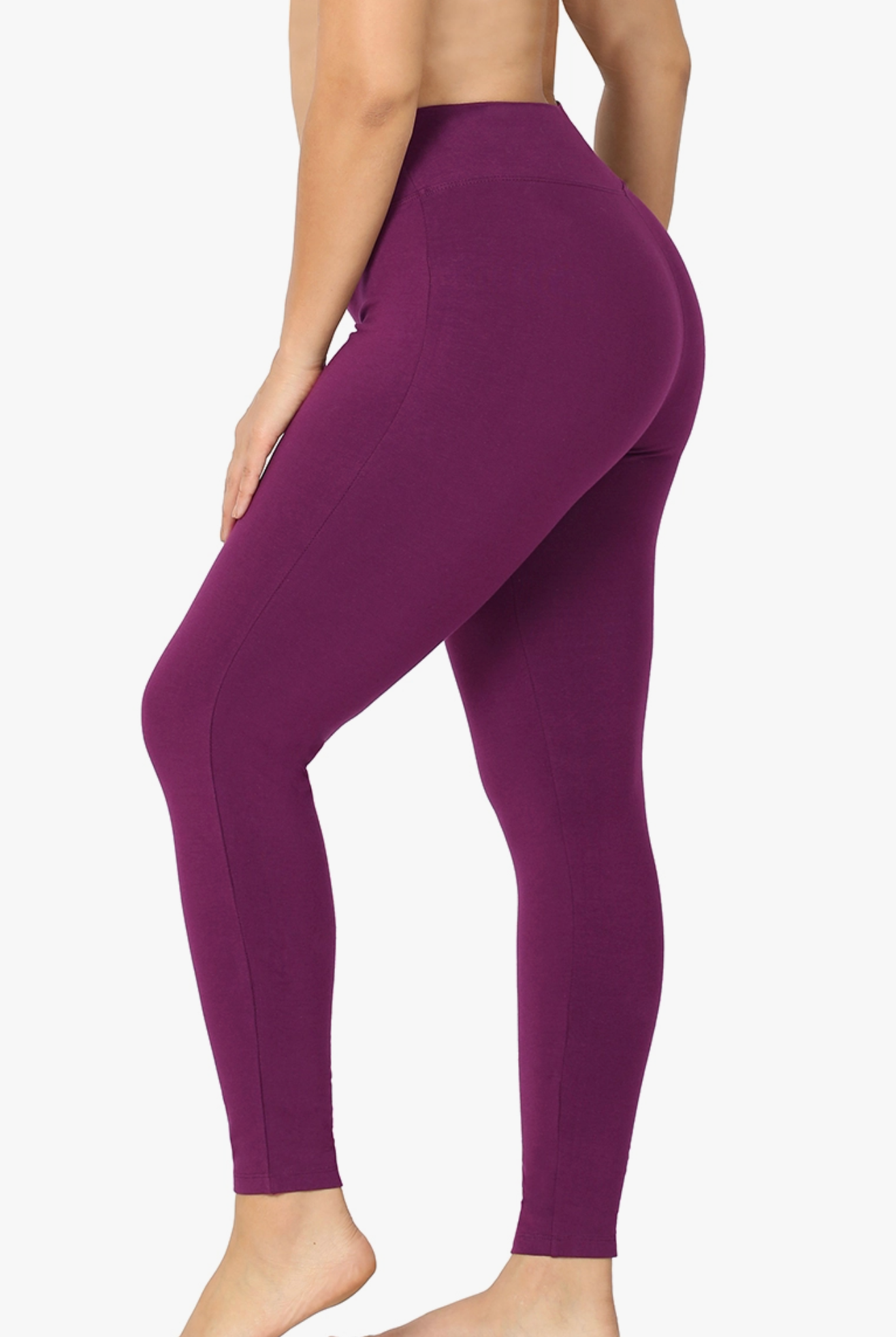 Plus Size Plum Cotton Wide Waistband Leggings