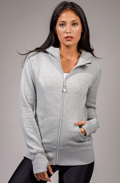 Fleece Mini Stripe Hoodie Jacket - Grey