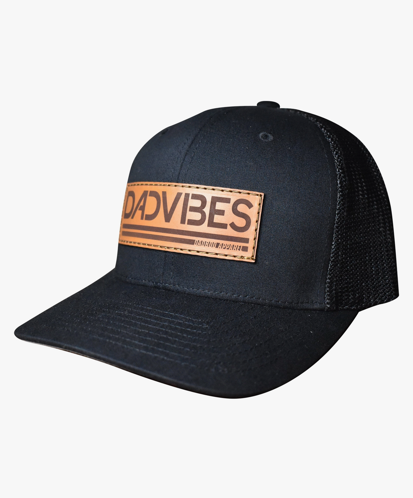 Leather Patch Black Trucker Hat