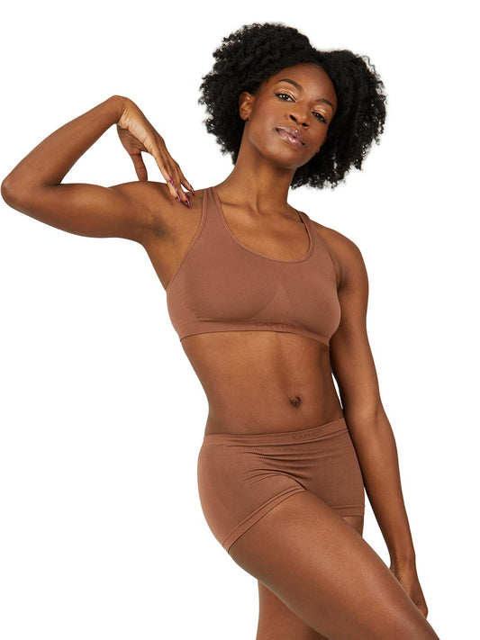 Women's Mocha Seamless Racerback Sports Bra