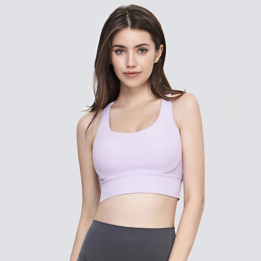 Women's Lilac Strappy Back Sports Bra