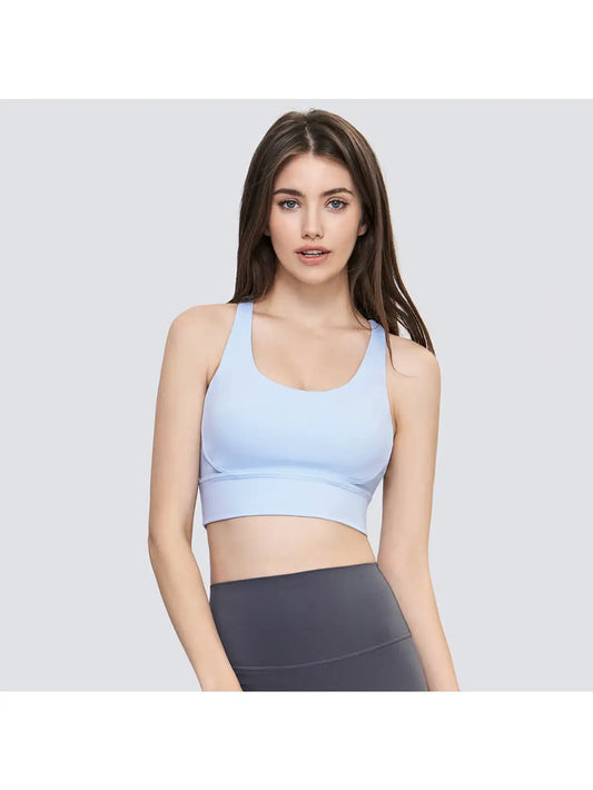 Women's Baby Blue Strappy Back Sports Bra